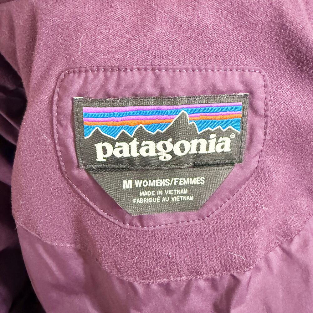 Patagonia Dark Purple Hooded Down Fill Parka Women's Medium Zip Up/Snap Closure - Picture 8 of 10
